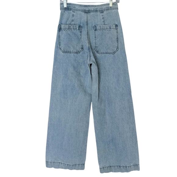 THE ODELLS Sydney Button Front Wide Leg Jean Women's 8 High Waist Light Wash - Picture 2 of 6